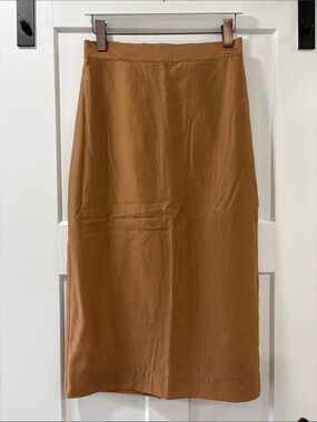 H&M Camel Brown Lightweight Column Midi Skirt Size 6